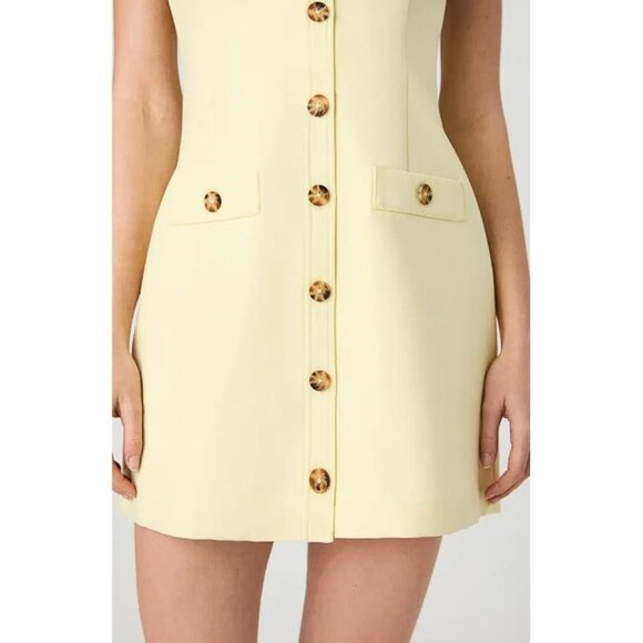 FRENCH CONNECTION Women's Azra Twill Sleeveless Button Down Dress Size 12 Yellow - Picture 3 of 6